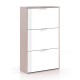 Zapatero de melamina 3 trampones blanco/roble