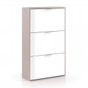 Zapatero de melamina 3 trampones blanco/roble