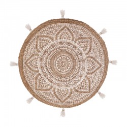 Alfombra de yute con estampado blanco 78cm Rosalía