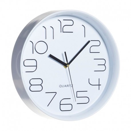 Reloj de pared de plástico blanco para cocina 29cm