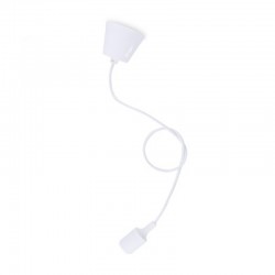 Pendel de silicona cable textil 60W E27 blanco