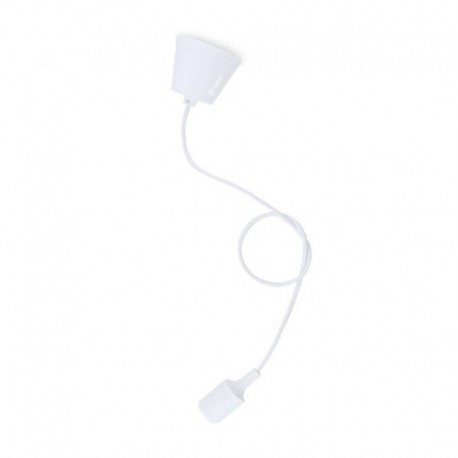 Pendel de silicona cable textil 60W E27 blanco