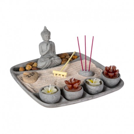 Jardín zen japonés cemento gris 24x24x12cm