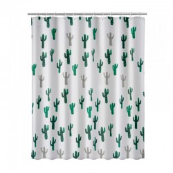 Cortina de baño cactus blanca 180x200cm