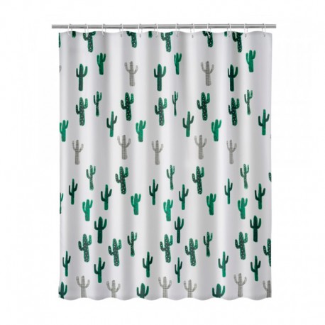 Cortina de baño cactus blanca 180x200cm
