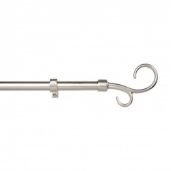 Kit de barra de cortina de acero plata doble báculo extensible