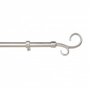 Kit de barra de cortina de acero plata doble báculo extensible