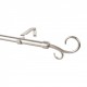 Kit de barra de cortina de acero plata doble báculo extensible