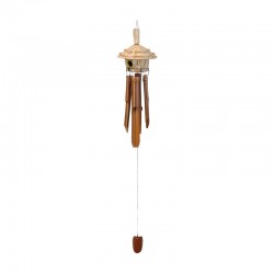 Campana de viento de bambú y paja 16x50cm