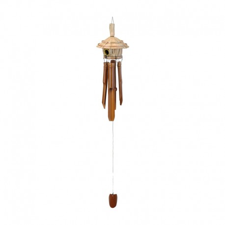 Campana de viento de bambú y paja 16x50cm