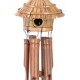 Campana de viento de bambú y paja 16x50cm