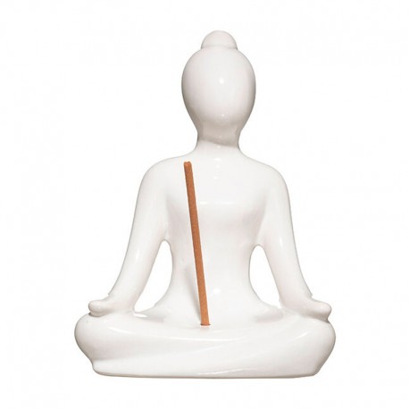 Porta incienso de buda sentado blanco + incienso 10 uds.
