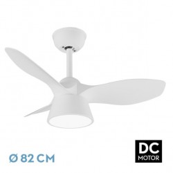 Ventilador de techo DC blanco con luz led Ø82 Cubico