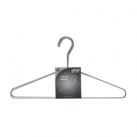 Set de 5 perchas de metal cromadas 40x21cm