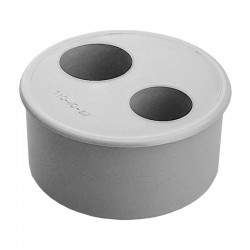 Tapón de reducción doble M-H de PVC gris 110/40/40mm