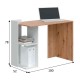 Mesa de escritorio con estantes reversible en roble y blanco 100x52x78cm