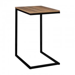 Mesa auxiliar de metal y madera para extremo de sofá