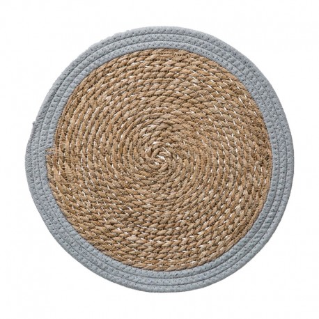 Salvaplatos de caña y algodón con borde gris 38cm