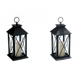 Farol portavelas LED de poliestireno a pilas 3xAA/LR03 14x14x28cm