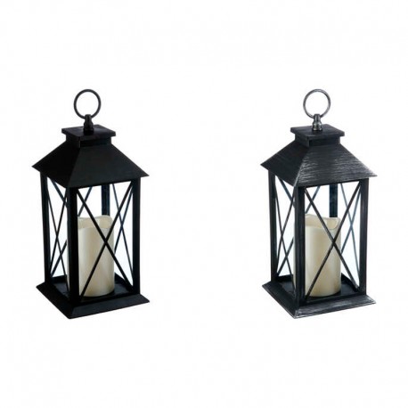 Farol portavelas LED de poliestireno a pilas 3xAA/LR03 14x14x28cm