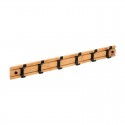 Perchero de pared de bambú con 6 ganchos deslizantes 60x7,8x4,4cm