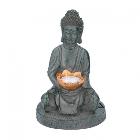 Figura solar Buda con flor de loto