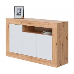 Aparador de melamina roble nodi/blanco artik con 3 puertas Nodi