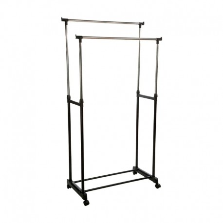 Perchero extensible doble de acero/PVC negro