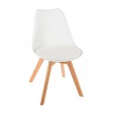 Silla de comedor de madera con acolchado blanco Baya
