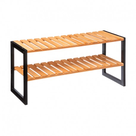 Zapatero de bambú apilable 2 baldas 70cm