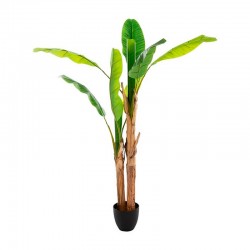 Planta doble platanero artificial en maceta negra 122x119x130cm