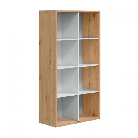 Estantería de cubos con 8 huecos blanca y roble Noa