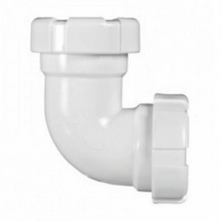 Codo de PVC blanco para tubos lisos 1 1/2"x40mm