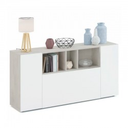 Aparador de melamina 3 puertas y 3 huecos blanco/cemento Loira