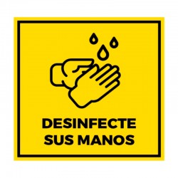 Cartel vinilo de Desinfecte sus Manos 20x20cm