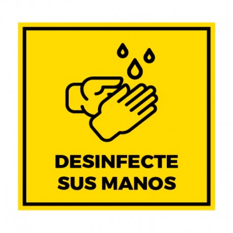 Cartel vinilo de Desinfecte sus Manos 20x20cm