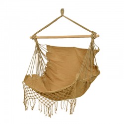Hamaca con asiento de tela beige colgante