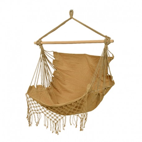 Hamaca con asiento de tela beige colgante