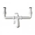 Sifón botella de plástico ABS blanco para doble fregadero 1 1/2"