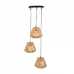 Lámpara de techo colgante natural 3 luces E27 40W Jily