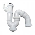 Sifón curvo orientable de plástico ABS blanco con toma a electrodomésticos 1 1/2"