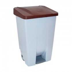Contenedor de basura 80L plástico marrón con pedal