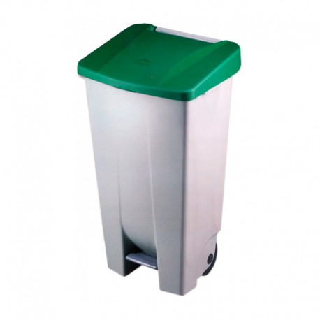 Contenedor de basura 120L verde con pedal