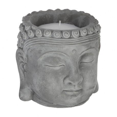 Cabeza de buda de cemento con vela de citronela 13,5x13cm