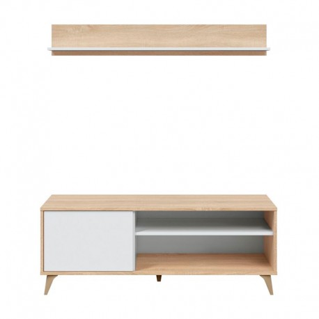 Mueble para TV con estante roble/blanco Kikua Plus