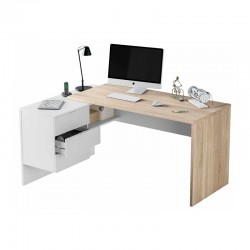 Mesa de escritorio de melamina blanco/roble Office