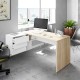 Mesa de escritorio de melamina blanco/roble Office