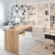 Mesa de escritorio de melamina blanco/roble Office