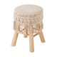 Taburete de madera con flecos Macramé