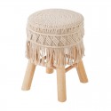 Taburete de madera con flecos Macramé